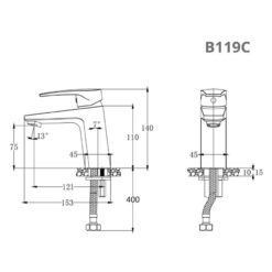 Vòi chậu lavabo lạnh Caesar B119C