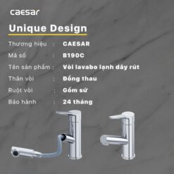 Vòi chậu lavabo lạnh dây rút Caesar B190C
