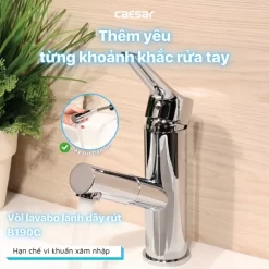Vòi chậu lavabo lạnh dây rút Caesar B190C 12 Vòi chậu lavabo lạnh dây rút Caesar B190C