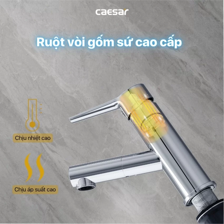 Vòi chậu lavabo lạnh dây rút Caesar B190C 10 Vòi chậu lavabo lạnh dây rút Caesar B190C