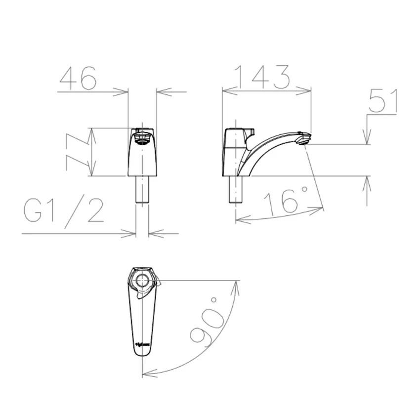 Vòi chậu lavabo lạnh Viglacera VG107 10 Vòi chậu lavabo lạnh Viglacera VG107