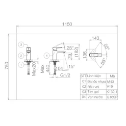 Vòi chậu lavabo lạnh Viglacera VG132.2 18 Vòi chậu lavabo lạnh Viglacera VG132.2