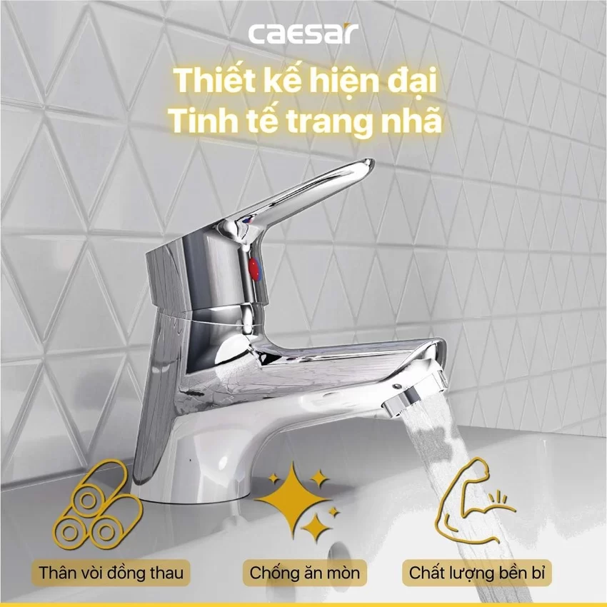 Vòi chậu lavabo nóng lạnh Caesar B120CU 18 Vòi chậu lavabo nóng lạnh Caesar B120CU - SKU B120CU