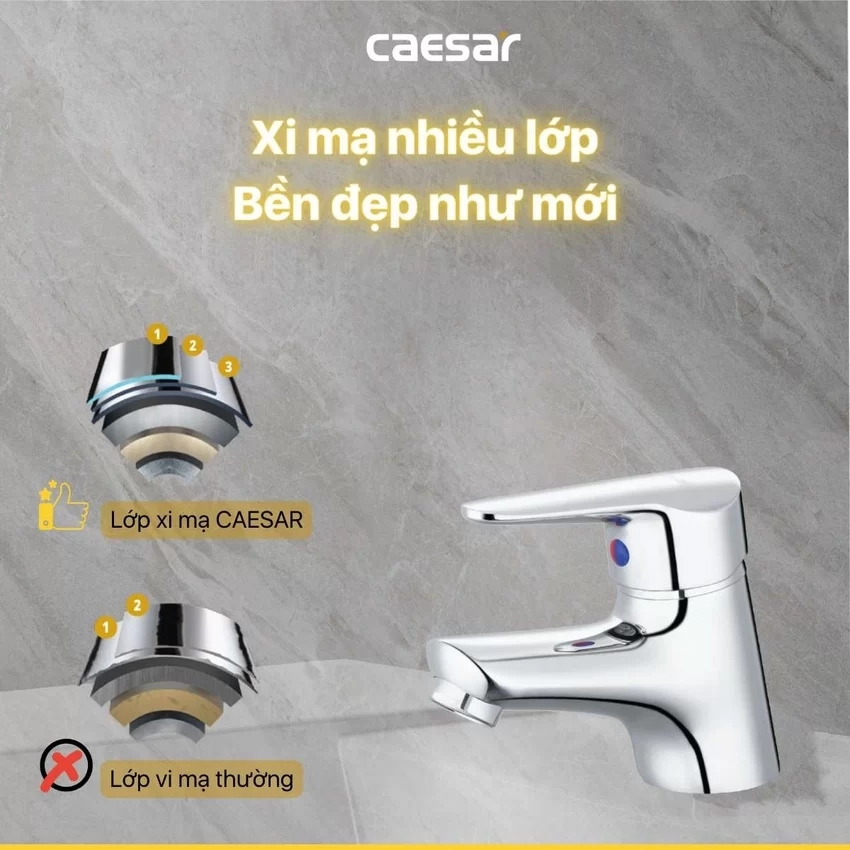 Vòi chậu lavabo nóng lạnh Caesar B120CU 19 Vòi chậu lavabo nóng lạnh Caesar B120CU - SKU B120CU