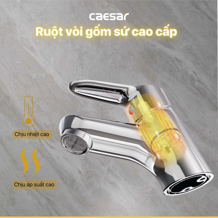 Vòi chậu lavabo nóng lạnh Caesar B120CU 8 Vòi chậu lavabo nóng lạnh Caesar B120CU