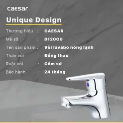 Vòi chậu lavabo nóng lạnh Caesar B120CU 15 Vòi chậu lavabo nóng lạnh Caesar B120CU