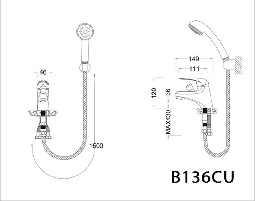 Vòi chậu lavabo nóng lạnh Caesar B136CU Vòi chậu lavabo nóng lạnh Caesar B136CU