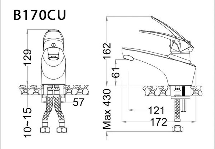 Vòi chậu lavabo nóng lạnh Caesar B170CU 8 Vòi chậu lavabo nóng lạnh Caesar B170CU