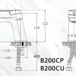 Vòi chậu lavabo nóng lạnh Caesar B200CU 15 Vòi chậu lavabo nóng lạnh Caesar B200CU