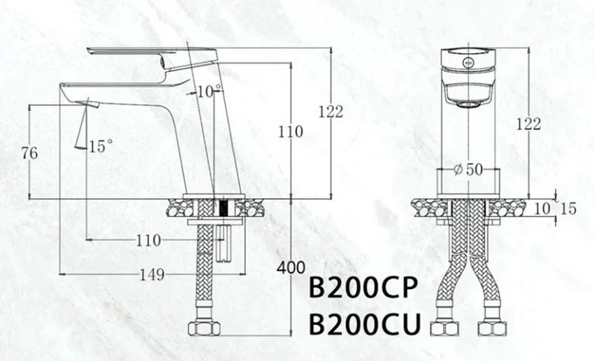 Vòi chậu lavabo nóng lạnh Caesar B200CU 9 Vòi chậu lavabo nóng lạnh Caesar B200CU