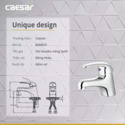 Vòi chậu lavabo nóng lạnh Caesar B260CP 16 Vòi chậu lavabo nóng lạnh Caesar B260CP