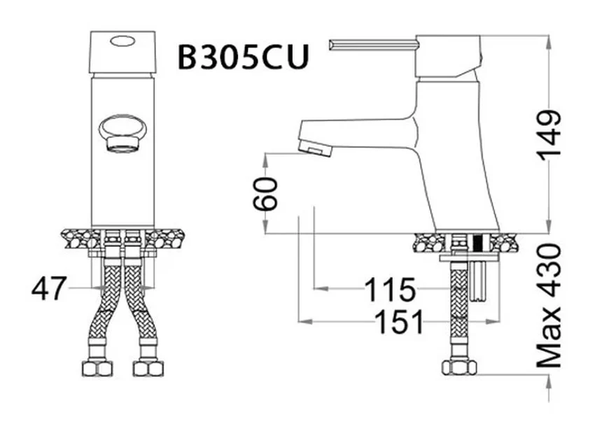Vòi chậu lavabo nóng lạnh Caesar B305CU - SKU B305CU Vòi chậu lavabo nóng lạnh Caesar B305CU