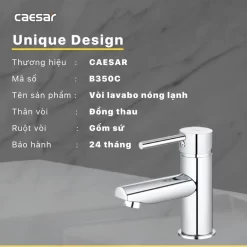 Vòi chậu lavabo nóng lạnh Caesar B350CU 15 Vòi chậu lavabo nóng lạnh Caesar B350CU