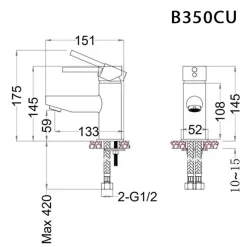 Vòi chậu lavabo nóng lạnh Caesar B350CU 16 Vòi chậu lavabo nóng lạnh Caesar B350CU