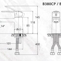 Vòi chậu lavabo nóng lạnh Caesar B380CU