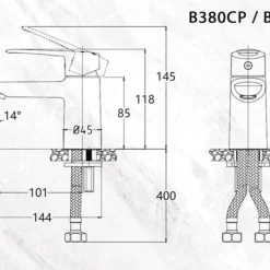 Vòi chậu lavabo nóng lạnh Caesar B380CU 21 Vòi chậu lavabo nóng lạnh Caesar B380CU