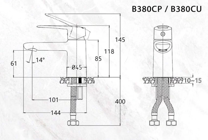 Vòi chậu lavabo nóng lạnh Caesar B380CU 12 Vòi chậu lavabo nóng lạnh Caesar B380CU