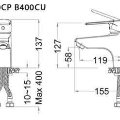 Vòi chậu lavabo nóng lạnh Caesar B400CU