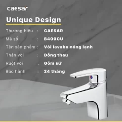 Vòi chậu lavabo nóng lạnh Caesar B400CU 18 Vòi chậu lavabo nóng lạnh Caesar B400CU