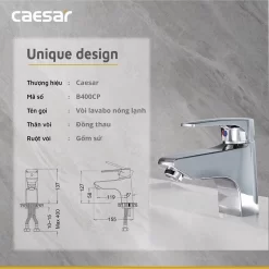 Vòi chậu lavabo nóng lạnh Caesar B400CU 19 Vòi chậu lavabo nóng lạnh Caesar B400CU