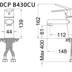 Vòi chậu lavabo nóng lạnh Caesar B430CU 16 Vòi chậu lavabo nóng lạnh Caesar B430CU