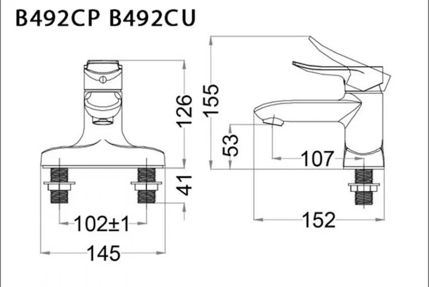 Thiết kế của Vòi chậu lavabo nóng lạnh Caesar B492CP Thiết kế của Vòi chậu lavabo nóng lạnh Caesar B492CP