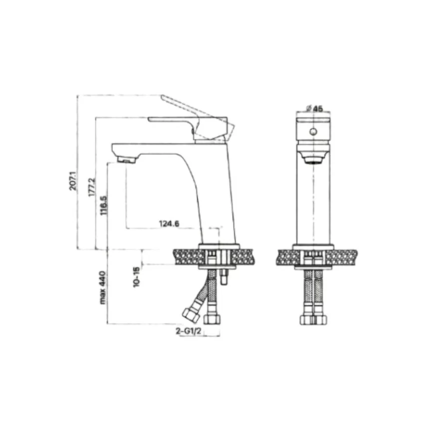 Chi tiết Vòi chậu lavabo nóng lạnh Caesar B500CU - SKU B500CU Vòi chậu lavabo nóng lạnh Caesar B500CU chi tiết