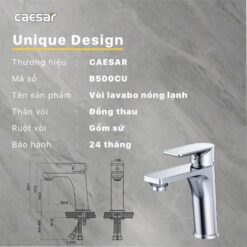 Vòi chậu lavabo nóng lạnh Caesar B500CU