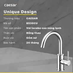 Vòi chậu lavabo nóng lạnh Caesar B530CU 13 Vòi chậu lavabo nóng lạnh Caesar B530CU