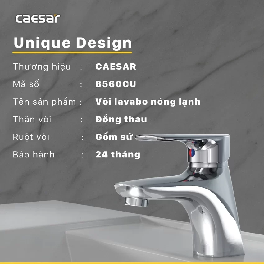 Vòi chậu lavabo nóng lạnh Caesar B560CU 9 Vòi chậu lavabo nóng lạnh Caesar B560CU