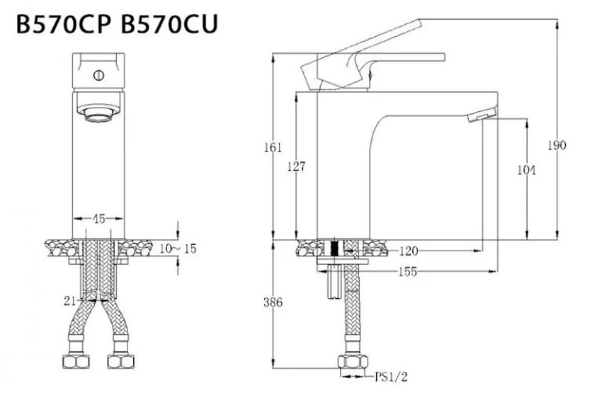 Vòi chậu lavabo nóng lạnh Caesar B570CU 8 Vòi chậu lavabo nóng lạnh Caesar B570CU