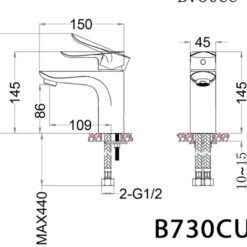 Vòi chậu lavabo nóng lạnh Caesar B730CU