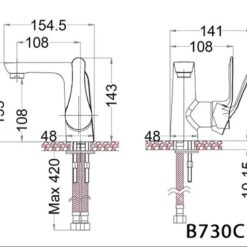 Vòi chậu lavabo nóng lạnh Caesar B740CU