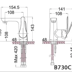 Vòi chậu lavabo nóng lạnh Caesar B740CU 12 Vòi chậu lavabo nóng lạnh Caesar B740CU