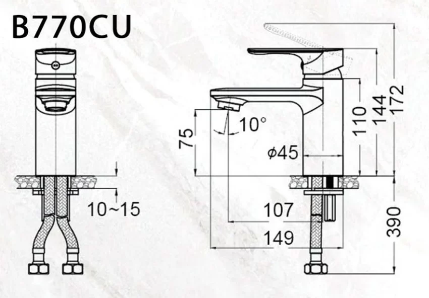 Vòi chậu lavabo nóng lạnh Caesar B770CU 7 Vòi chậu lavabo nóng lạnh Caesar B770CU