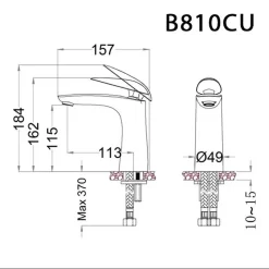 Vòi chậu lavabo nóng lạnh Caesar B810CU 16 Vòi chậu lavabo nóng lạnh Caesar B810CU