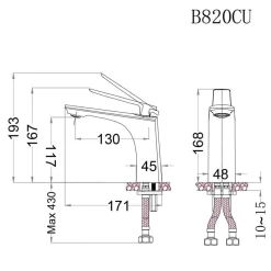 Vòi chậu lavabo nóng lạnh Caesar B820CU 14 Vòi chậu lavabo nóng lạnh Caesar B820CU