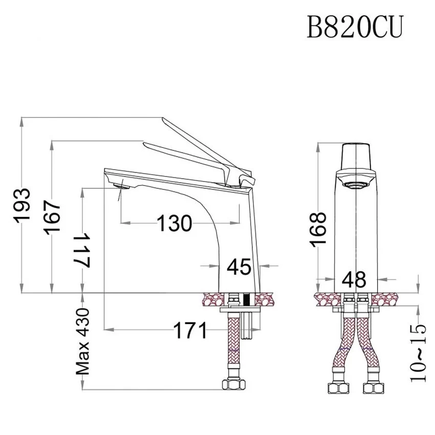 Vòi chậu lavabo nóng lạnh Caesar B820CU 8 Vòi chậu lavabo nóng lạnh Caesar B820CU