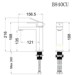 Vòi chậu lavabo nóng lạnh Caesar B840CU