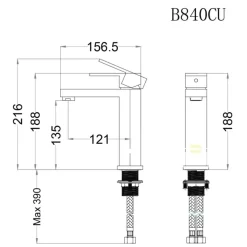 Vòi chậu lavabo nóng lạnh Caesar B840CU