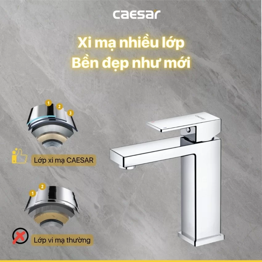 Vòi chậu lavabo nóng lạnh Caesar B840CU 14 Chất liệu cao cấp của vòi chậu lavabo nóng lạnh Caesar B840CU