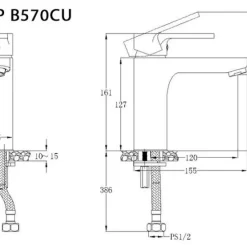 Vòi chậu lavabo nóng lạnh Caesar BT570CU 14 Vòi chậu lavabo nóng lạnh Caesar BT570CU