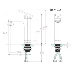 Vòi chậu lavabo nóng lạnh Caesar BT571CU 13 Vòi chậu lavabo nóng lạnh Caesar BT571CU