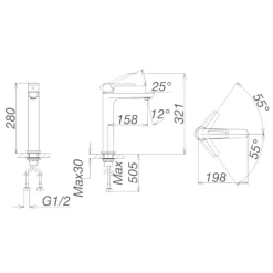 Vòi chậu lavabo nóng lạnh Viglacera VG125 12 Vòi chậu lavabo nóng lạnh Viglacera VG125