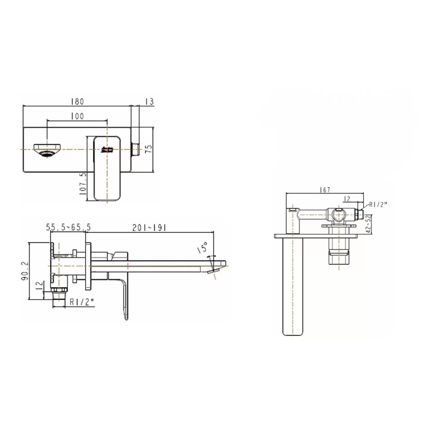Vòi lavabo âm tường nóng lạnh Evolution American Standard WF-1304 (WF1304) 10 Vòi lavabo âm tường nóng lạnh Evolution American Standard WF-1304 (WF1304)
