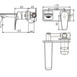 Vòi lavabo âm tường nóng lạnh Milano American Standard WF-0904 (WF0904)