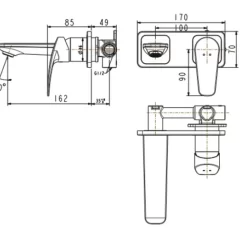 Vòi lavabo âm tường nóng lạnh Milano American Standard WF-0904 (WF0904)