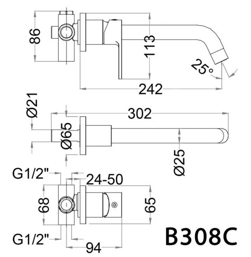 Vòi lavabo nóng lạnh âm tường Caesar B308C tại Hải Yến Home Vòi lavabo nóng lạnh âm tường Caesar B308C tại Hải Yến Home