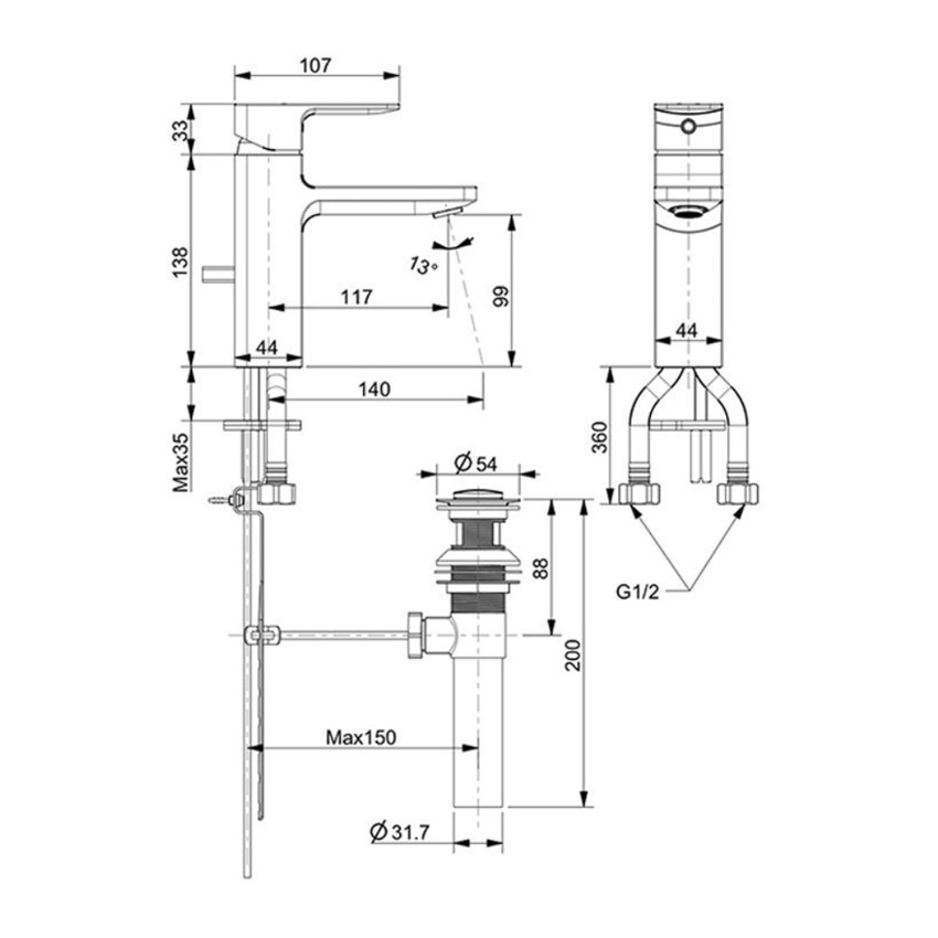 Vòi lavabo nóng lạnh American Standard Acacia Evolution WF-1301 (WF1301) 5 Vòi lavabo nóng lạnh American Standard Acacia Evolution WF-1301 (WF1301)