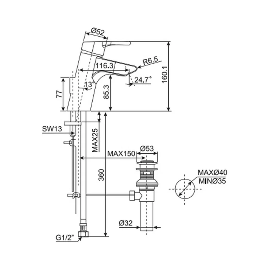 Vòi lavabo nóng lạnh American Standard Active WF-3907 Vòi lavabo nóng lạnh American Standard Active WF-3907